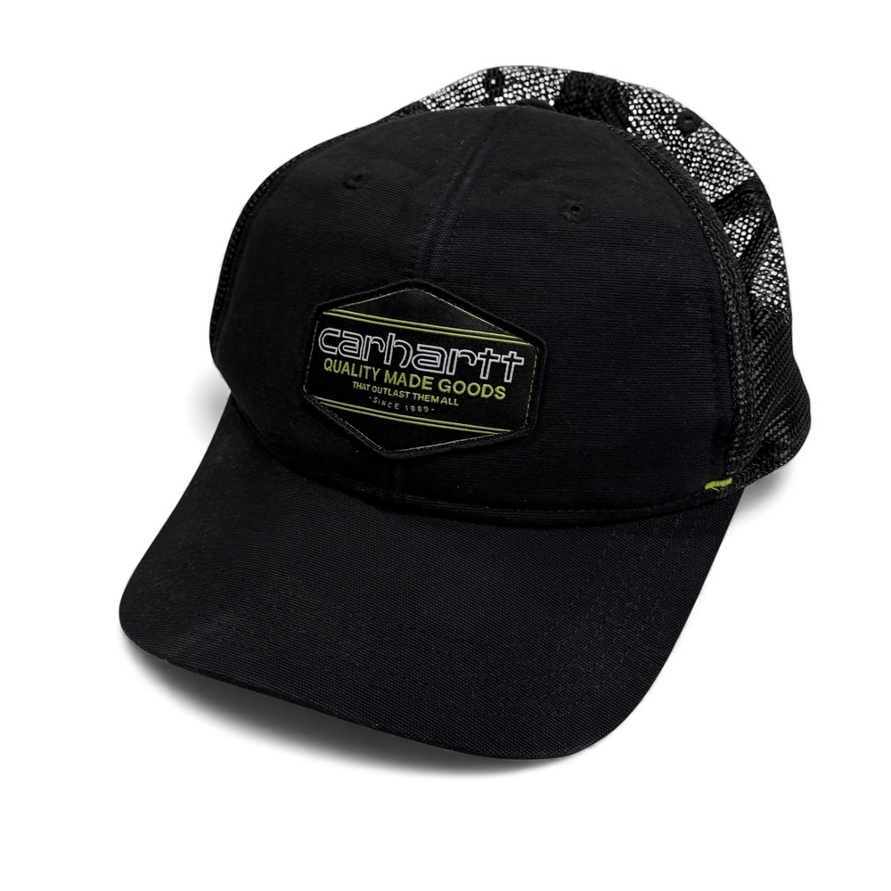 Carhartt Black Snapback Mesh Trucker Hat Cap Quality Made Goods Patch Adjustable